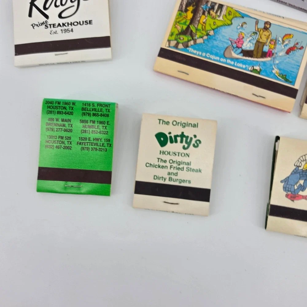 Vintage Texas Restaurant Matchbook Lot 10pc Houston Pappadeaux Kirbys Brenners